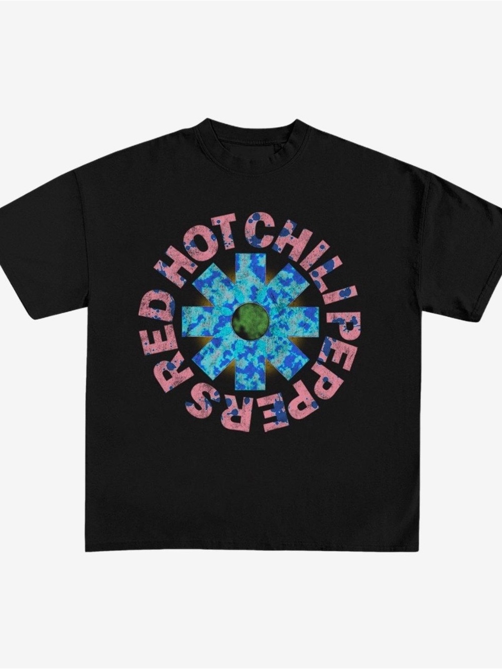 Hot Topic Black Red Hot Chili Peppers Starburst Cities Logo Tee